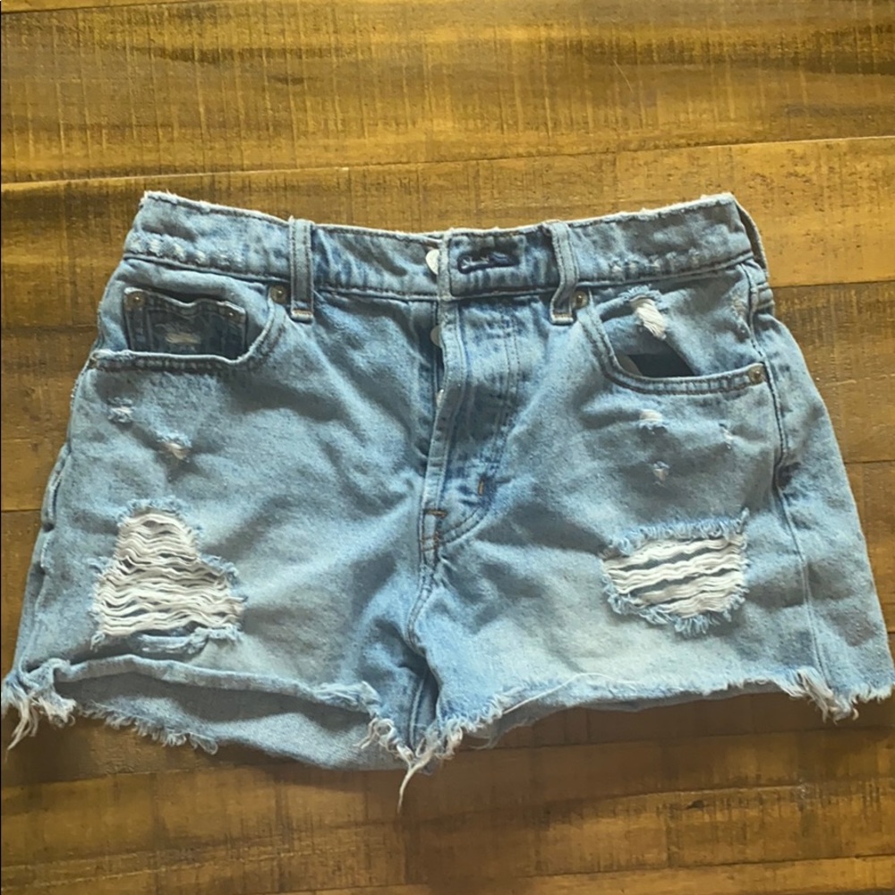 Hight waist distressed jean denim shorts